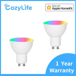 Controle CozyLife Smart Spotlight 5W GU10 WiFi Lâmpada regulável Antideslumbrante Lâmpadas 110V 220V Suporte Apple HomeKit para casa sala de estar