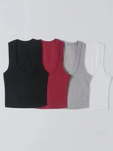 Kvinnors tankar u-hals bredbrimmade västar 2024 Summer mode sexiga skördetoppar Sling Vest Camis