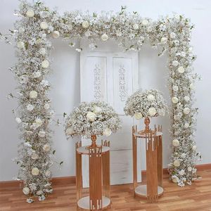 Fiori decorativi Arco di nozze Puntelli Artificiale Alito del bambino Disposizione floreale Gypsophila Palla di fiori appesa Fila Sfondo Decor