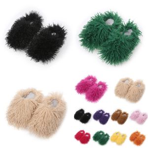 2024 NEW Resistant Imitation beach sheep hair slippers warm women home daily casual cotton slippers light GAI