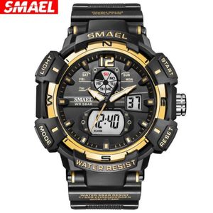 S Smael 8045 Dual Display Watches Lysande sport Casual utomhusstudent Manlig elektronisk klock Reloj Hombre armbandsur 50M209Q