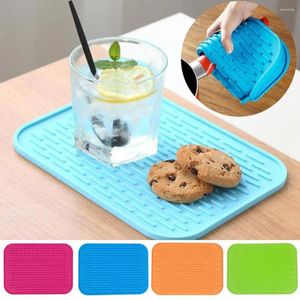 Table Mats Heat Resistant Silicone Mat For Pans Pure Color Durable Flexible Pads Kitchen Counter Multifiction G6I1