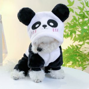 Felpe con cappuccio Vestiti per cani Autunno e inverno Cappello spesso e caldo Panda Cappotto quadrupede Vestiti per animali antivento adatti a cani di piccola e media taglia