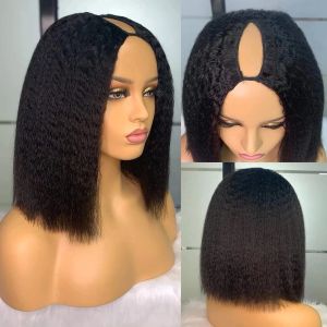 Wigs 1016 Inch Synthetic U Part V Part Short Yaki Wig Glueless No Sew in Beginner Friendly Natural Color For Black Women Daily Use