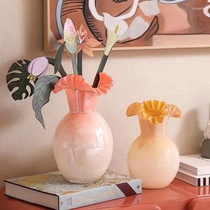 Vases Creative Gradient Glass Vase Pink Flower Ornament Hydroponic Maker Living Room Dining Table Home Ornaments