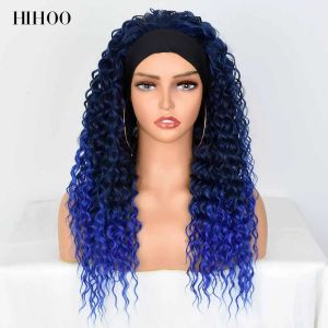 Perücken Synthetische Stirnbandperücke Damenperücke Gemischte Ombre Honigblonde Lockige Perücken Tägliche Party Cosplay Perücke Hitzebeständiges Grün Blaues Haar