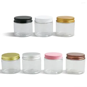 Lagringsflaskor 24 X Travell 60g Clear Make Up Cream Jar med metalllock 60cc transparenta kosmetiska husdjursbehållare för användning