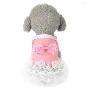 Hundebekleidung Haustier Schöne Spitze Rosa Schleife Polyester Kleidung Coole Sommer Feste Kleider für kleine Hunde DC7104