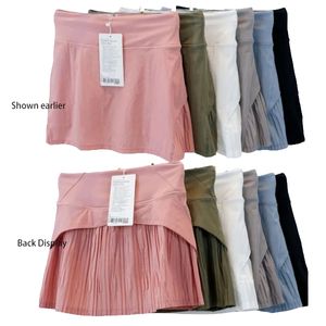 Lu Lined Align Shorts Skort Летняя одежда для тенниса Плиссированная юбка Спортивные юбки для бега Женское спортивное платье для йоги Fiess с карманными упражнениями