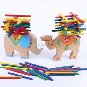 Classificação de aninhamento empilhamento brinquedos bonito elefante e camelo equilíbrio puzzle brinquedo colorido jogo de madeira pai criança interação diversão crianças 24323