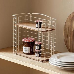 Kitchen Storage "High-Quality Iron Seasoning Rack: Deformation-Proof Durable Bathroom Shelf Tea Cup For Bedroom & Kitchen"
