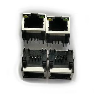 50PCS/Lot RJ45 8P8C Female Jack/Socket Connector Type Steel Shield Network 90-Degrees With LED