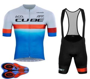 Summer Cube Team Mens Cycling korta ärmar Jersey Bib Shorts Set Mtb Bike Clothing Breattable Racing Bicycle Outfits Soprts Unif5539769