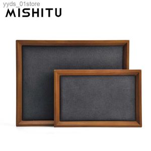 Jewelry Boxes MISHITU Solid Wood Jewelry Display Tray Sieraden Opbergvak Display Ring Armband Ketting Opbergdoos Showcase Lade Organizer Trays L240323