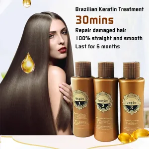 Tedaviler 110ml*3 Brezilya Keratin Tedavisi Onarım için Set Hasarlı Saçlar Yeni Saç Toptan Saç Salon Ürünleri için Doğrulama