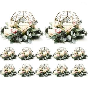 Vaser Gold Metal Pentagon Tealight Candle Holder Set of 12 Geometric Flower Stand Wedding Centerpiece Vase Freight Free