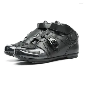 Sapatos de ciclismo motocross homens macios botas motobike proteger tornozelo motociclista equitação tribo motocicleta corrida couro à prova dwaterproof água