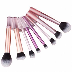 4pcs/set Pink Transparent Rod Makeup Brush Blush Brush Foundati Brush Highlight Profial Makeup Kit Beauty Tool f6fY#
