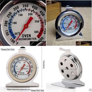 Thermometer Edelstahl 50-300 Celsius Spezielles Ofenthermometer Sofort ablesbares Zifferblatt Temperaturanzeige BBQ Grillüberwachung JY0518 Dh3Ov