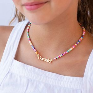 Custom Stainless Steel Name Necklace for Women Girl Personalized Rainbow Soft Necklace Choker Pendant Jewelry Christmas Gifts 240315