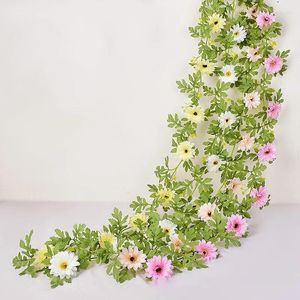 Dekoratif Çiçekler Yapay Ayçiçeği Garland Daisy Rattan Duvar Düğün Partisi Ev Ofis Noel Oturma Odası Sonbahar Dekorasyon