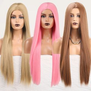 Wigs AIMEYA Synthetic No Lace Wig Ash Blonde Wig Middle Part Long Straight Hair Heat Resistant Fiber Hair Cosplay Wigs for Women