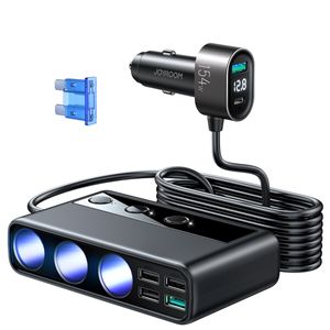 9-in-1-Zigarettenanzünder-Splitter JOYROOM 154 W Autoladegerät-Adapter mit PD/QC-Ladung 12 V/24 V unabhängige Schalter DC-Zigarettenanzünder-Autoladegerät für alle Autogeräte