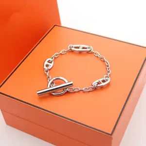 Design-Armreif, hochwertige Damen- und Herren-Armbänder, Designer-Schmuck, goldene Schnalle, Schweinenase-Armbänder, Edelstahl-Armbänder für Männer und Frauen, Modeschmuck, mit Box