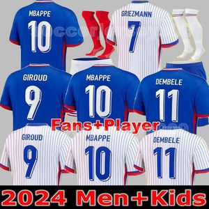 2024 Benzema mbappe 축구 저지 Griezmann 프렌치 셔츠 Pogba Dembele Giroud Hernandez Varane Pavaro Kante 24 25 Maillot de Football Shirt 남자 여자 아이 키트 세트