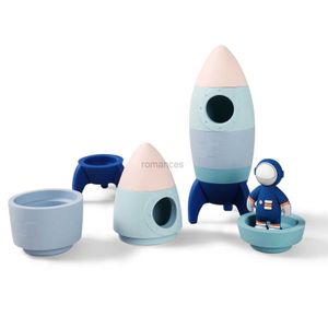 Ordinamento Nesting Stacking giocattoli Baby Silicone Rocket Soft Block Toys Denti Astronauta Spazzolini da denti Camera Regali decorativi 24323