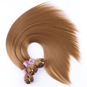 ウィーブオンブル絹のようなストレートヘアバンドル合成髪の織り16 18 20インチ混合長3バンドル/ロット2トーンオンブル女性の色