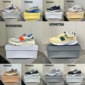 9060 Treinadores Mens Tênis de corrida Designer de tênis Shose New 990 V6 V2 V3 V4 V1 Homens e mulheres tênis preto White Whrenet Cross Aloe Storm Blue Lace Treinadores Tamanho 36-45