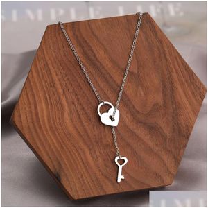 Pendant Necklaces Trendy Fine Heart Lock Key Independent Pendants Fashion Chains Choker For Women Jewelry Gifts Drop Delivery Dhczx