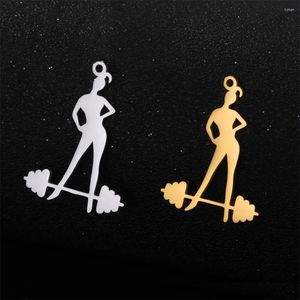 Charms 5 teile/los Gewichtheber Sport Edelstahl Charme Für Schmuck Machen Großhandel Frauen Halskette Anhänger Diy Zubehör