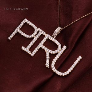 Namn Letter Pendant With VVS Lad Grown Diamond 10k 14k Necklace Pendent smycken gåvor för män kvinnor