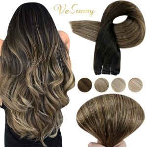 Weft Vesunny Real Hair Weft Bundles Remy Weft Hair Extensions Balayage Weave Hair Extensions Sew In Hair Extensions 100G＃1B/6/27