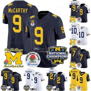 Michigan Wolverines 2024 National Champions NCAA College Football Jerseys Mccarthy Corum Wilson Edwards Denegal Brady Tuttle Warren Bell Custom Stitched Men kid