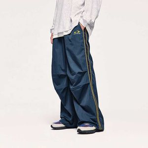 Inflation Hip Pop Stacked Nylon Track Pants Streetwear Mens Pants Trousers Custom Printing Parachute