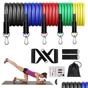 Bungee Resistance Bands Set Musculação Home Gym Equipamento Profissional Treinamento de peso Fitness Elastic Rubber Workout Expansor 240 Dhwuh