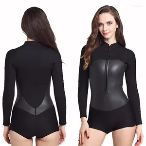 Women's Swimwear 2MM Women Long Sleeve Neoprene One Piece Diving Suit Sun Protection Wetsuit For Surfing Anti-UV Wet