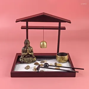 Figurine decorative Buddista cinese Zen Sabbia Decorazione della tavola Resina Micro Paesaggio Ornamenti Portacandele per la casa creativa