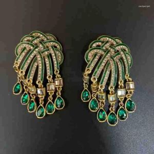Brincos de colar conjunto vintage da europa e américa com seus diamantes de água verde brilhante esmalte broche brinco