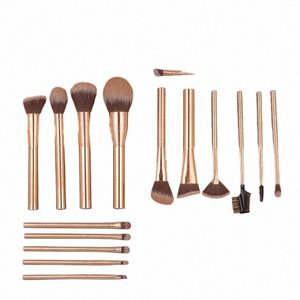 Rose Gold Escovado Conjunto Completo de Pincel de Maquiagem Pó Blush Eye Brush High Gloss Brush Beauty Tools Maquiador Dedicado A16q #