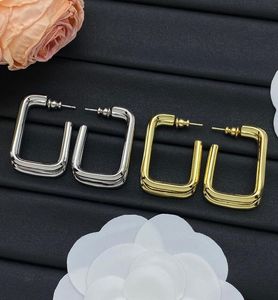 Moda Designer Geometria Retângulo Hoop Brinco Mulheres 18K Banhado A Ouro Prata Suave Huggie Marca Eardrop Dangle Stud Aretes Orecchini Jóias