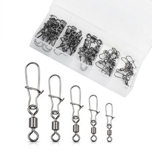 TIANNSII 100pcsSet Fishing Connector Pin Bearing Rolling Swivel Stainless Steel with Nice Snap Fishhook Lure Tackle Accessorie 240312
