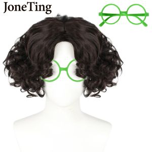 Wigs JT Synthetic Mirabel Cosplay Wig Anime Movie ENCANTO Short Bob Black Curly Heat Resistant Fiber Wig Machine Made Halloween Party