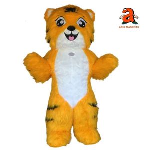 Mascot Costumes 2m Iatable Fur Tiger Mascot Costume Walkable Suit Up for Theme Park Festivals Advertising Mascots Stage Wear Dress