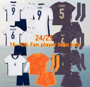 S-4XL 24 25 25 England-Trikot BELLINGHAM zu Hause auswärts 24 25 STONES Fußballtrikots RICE SAKA FODEN RASHFORD STERLING GREALISH KANE Männer Kinder Fans Spieler Fußballtrikot-Set