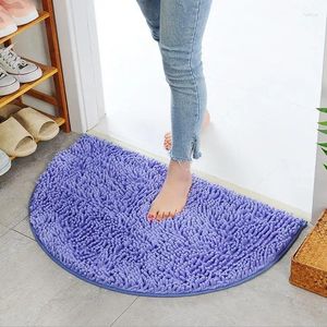 Carpets Solid Half Circle Bath Rugs Luxury Chenille Bathroom Soft Semicircle Washable Mat Dry Fast Shower Rug