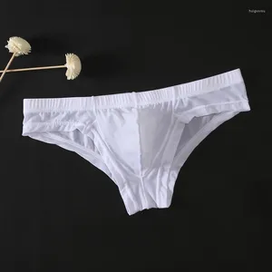 Underpants Bulge Bolsa Homens Sexy Transparente Briefs Ice Silk Seeless Calcinhas Sólidas Low-Cintura Respirável Soild Underwear